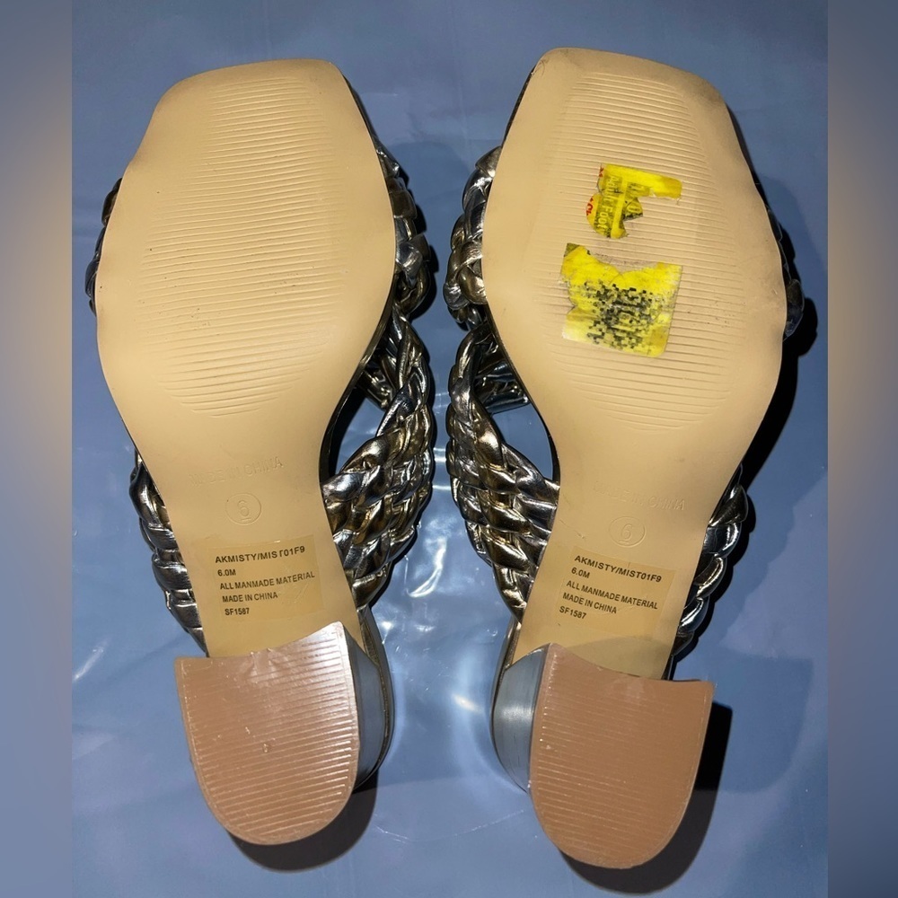 NWT Anne Klein Misty Crisscross Open-toe Sandal, Silver & Gold metallic , Sz. 6M - Picture 9 of 9